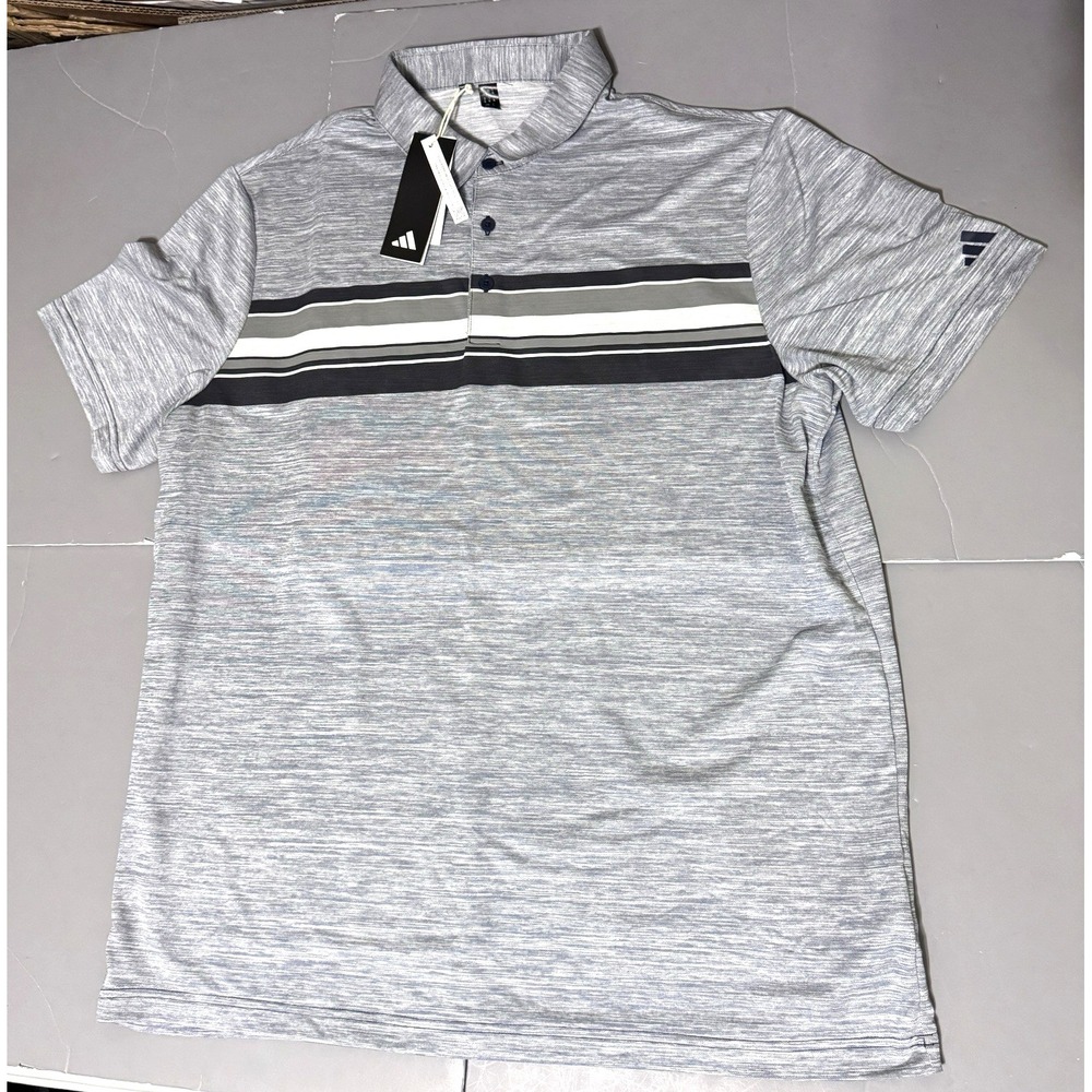 Adidas Men's Blue Multi Chest Graphic Golf Polo Shirt XL HR7994 Blue Gray New
